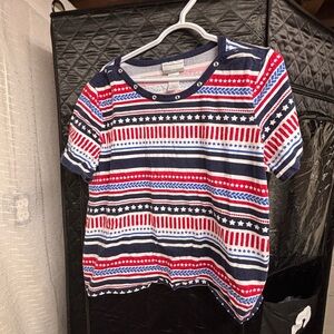 Alfred Dunner Kids Striped Star Tee - Red, Blue, White